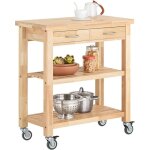 Chariot de cuisine en bois d'hva kitchen trolley desserte roulante avec deux tagres fkw24 - n sobuy ...