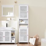 Sobuy colonne salle de bain haute avec 2 portes et �tag�res ouvertes ? meuble rangement salle de bain ...