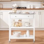 Sobuy desserte cuisine  roulettes lot central avec plateau acier inox, tiroirs et tagres ouvertes, ...