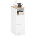 Fbt149 - wn table de chevet �troite table de nuit bout de canap� table d'appoint table basse avec 2 tiroirs ...