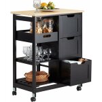Fkw79 - sch chariot de service desserte de cuisine  roulettes table roulante meuble de rangement pour ...
