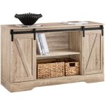 Sobuy - fsb60 - e meuble bas placard de rangement commode avec porte de grange coulissante armoire  ...