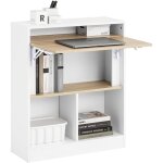 Sobuy fwt104 - wn bureau pliant, table d'ordinateur rabattable, table de bureau, petite bureau avec etag�res ...