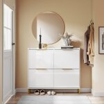 Sobuy meuble � chaussures entr�e armoire � chaussures ultra fin 19cm - blanc brillant et or - pour entr�e, ...
