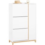 Sobuy - meuble � chaussures, meuble de rangement � chaussures avec 3 abattants et 1 porte, armoire � ...