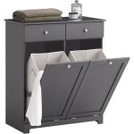 Sobuy meuble salle de bain avec panier � linge ? armoire toilette, meuble bas avec 2 tiroirs et grande ...