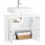 Sobuy meuble sous lavabo salle de bain avec 2 portes et niche ouverte ? meuble vasque en mdf e1, �tag�re ...