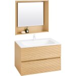 Sobuy - meuble suspendu pour lavabo avec miroir meuble sous vasque avec miroir ensemble de lavabo avec ...