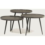 Uniqka - soccoro - table basse ronde gigogne en mtal noir