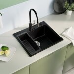 Sofetiy max 50 � 45 cm �vier en granit , �vier de cuisine en granit avec �gouttoir, �vier � poser, siphon, ...