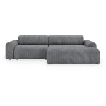 Mobilier deco - sofia - canap� d'angle en velours gros c�tel� gris fonc� - angle droit