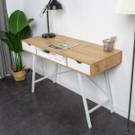 Soges - bureau avec 2 tiroirs, 4 pieds en métal blanc, 120 x 48 x 76 cm Soges - bureau avec 2 tiroirs, 4 pieds en métal blanc, 120 x 48 x 76 cm