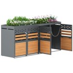 Soges cache - poubelle 4 bacs?120 - 240 litres, avec porte à poignée et 4 clés, 4 portes, jardinière, ... Soges cache - poubelle 4 bacs?120 - 240 litres, avec porte à poignée et 4 clés, 4 portes, jardinière, ...