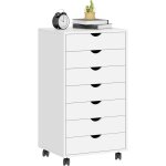 Soges caisson de bureau mobile 7 tiroirs? roulettes verrouillables ? support imprimante ? meuble rangement ...