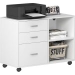 Soges caisson de bureau mobile  roulettes verrouillables, meuble de rangement de dossiers avec 3 tiroirs, ...