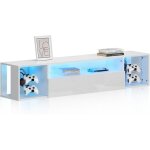 Soges ? meuble tv suspendu 140 cm avec lumi�res led ? gestion des c�bles ? panneaux de particules haute ...