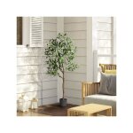 Soges - olivier artificiel de 120 cm, 550 feuilles et 22 fruits, en tissu de soie pvc