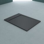 Sogood - receveur de douche 80x160 bac  douche ultra plat en fonte minrale gris - noir quore 80x160x3cm ...