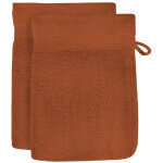 Lot de 2 gants de toilette en coton 500gr / m2 16x21 cm lagune terra, par soleil d'ocre