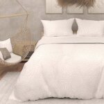 Soleil d ocre - parure housse de couette 3d microfibre 260x240 cm maya blanc, par soleil d'ocre