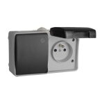 3363f bloc prise tanche 2p + t (fr) ip44 + interrupteur va et vient, certifi nf solera