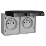 3366f bloc double prise tanche horizontale 2p + t (franais) ip44, certifi nf - solera
