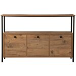 Concept - usine - solis - console avec rangements bois et m�tal noir 120x77cm