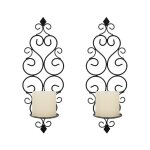 Lot de 2 bougeoirs photophore chandelier porte bougie mural murale muraux en mtal, bougeoir pour mur ...