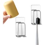 Sollbry lot de 2 supports de brosse  dents 2 en 1, fixation murale sans perage gobelet support de brosse ...