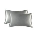 Sollbry lot de 2 taies d'oreiller en satin pour cheveux et peau, luxueuses et soyeuses avec fermeture ...