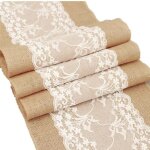275cm x 30cm chemin de table toile de en jute dentelle, chemin de table vintage avec dentelle, dentelle ... 275cm x 30cm chemin de table toile de en jute dentelle, chemin de table vintage avec dentelle, dentelle ...