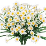 Sollbry lot de 4 marguerites artificielles d'ext�rieur r�sistantes aux uv, faux feuillage, plantes artificiell ...