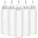 Sollbry lot de 5 bouteilles de sauce en plastique de 250 ml avec bouchon, distributeur de ketchup, couvercles ...