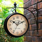 Sollbry - garden paddington station horloge murale double face support extrieur