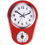 Sollbry - horloge murale de cuisine avec minuterie horloge murale de cuisine rouge verre abs rouge vintage ...