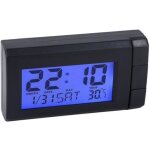 Sollbry - horloge thermom�tre de voiture avec r�tro�clairage bleu, horloge �lectronique avec affichage ...