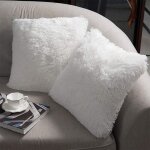 Sollbry housse de coussin de luxe en fausse fourrure polaire, taie d'oreiller décorative de printemps, ... Sollbry housse de coussin de luxe en fausse fourrure polaire, taie d'oreiller décorative de printemps, ...