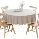 Nappe ronde en coton et lin protéger et décorer la table kaki diamètre 160 cm - sollbry Nappe ronde en coton et lin protéger et décorer la table kaki diamètre 160 cm - sollbry