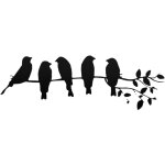Sollbry - oiseaux sur branche dcoration murale mtal dcoration murale fer 5 oiseaux noir sculpture ...