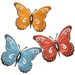 Sollbry - papillon mural en mtal 3pcs mtal papillon mur dcoration murale sculptures de papillon d'art ...