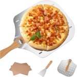 Pelle  pizza, plaque  pizza perfore, 35, 5 x 30, 5 cm, avec poigne pliante, 20 papiers sulfuriss, ...
