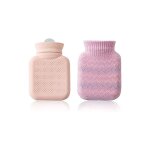 Petite bouillotte, avec housse tricote, mini chauffe - mains en silicone, peut tre rchauff au micro ...