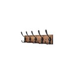 Porte manteau mural bois - 5 crochets triples en noir - 43 cm - patere murale pour une entre, chambre, ...