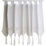 Rideau de cantonnire de fentre en crochet lgant en coton avec pompon filtrant la lumire, languette ...