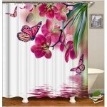 Rideau douche retro fleurs et papillons rideau de douche blanc rose rideau baignoire 180x180cm - sollbry ...