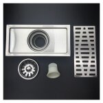 Siphon de sol avec couvercle amovible, vier rectangulaire 200 x 100 mm, siphon de douche en acier inoxydable, ...