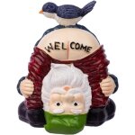 Statue de gnome d'halloween - figurines de bienvenue en rsine pour oiseaux amusants pour patio extrieur, ...