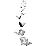 Sollbry - stickers muraux livre volant en noir i sticker mural chambre d'adolescent fille et gar�on lecture ...