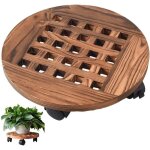 Sollbry - support de jardinire en bois roulant de 11, 81' / 30 cm avec roulettes, support rond pour ...