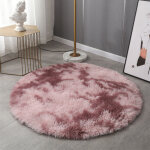 Sollbry - tapis moelleux rond rose lotus teint par nouage pour chambre d'enfants filles, tapis circulaire ...